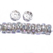 Strass-Rondell 8mm Silber - Cristal clear AB